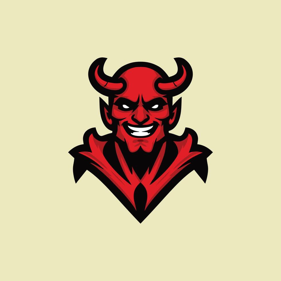 Red devil head with horns vector