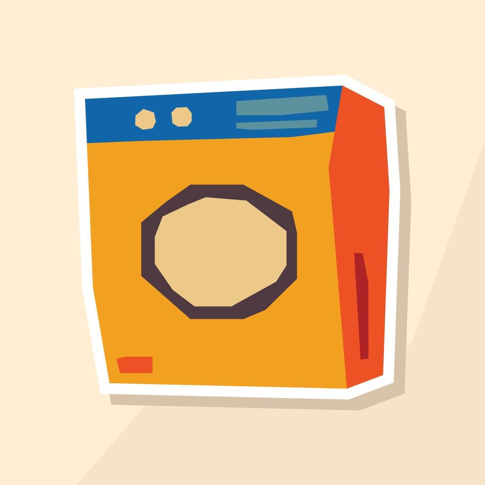 Washing Machine Sticker with Flat Soft Color Palette in Cutout Style vector