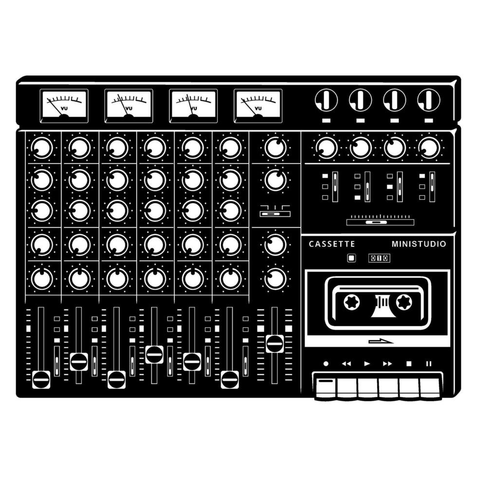 Portable Audio Cassette Mixing Studio. Clipart isolated on white. vector