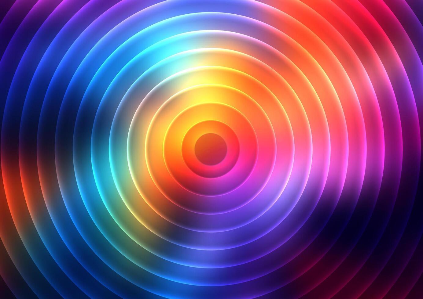 Rainbow coloured background with a circular rippled texture vector