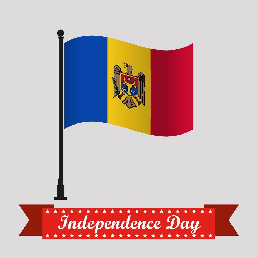 Moldovan flag with Independence Day ribbon vector