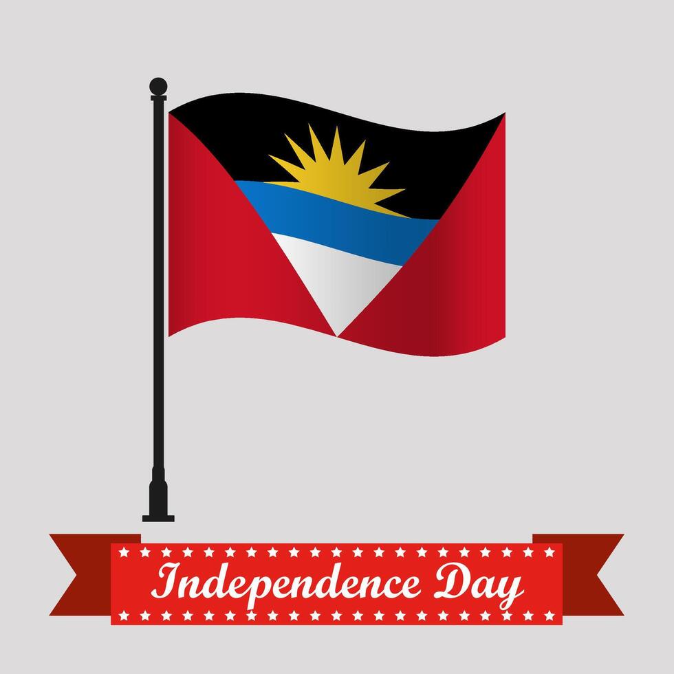 Antigua flag with Independence Day banner vector