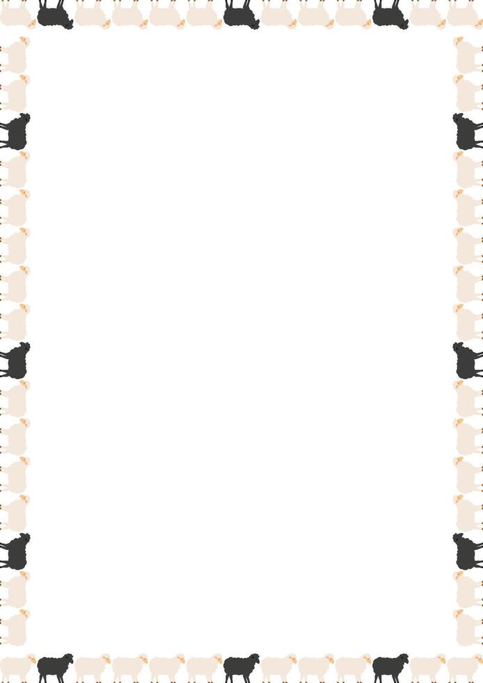 Cute sheep farm simple frame. Cute sheep cartoon animal with empty space for your text vector