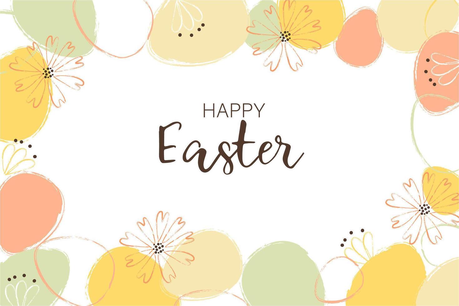 horizontal easter background with eggs and flowers vector