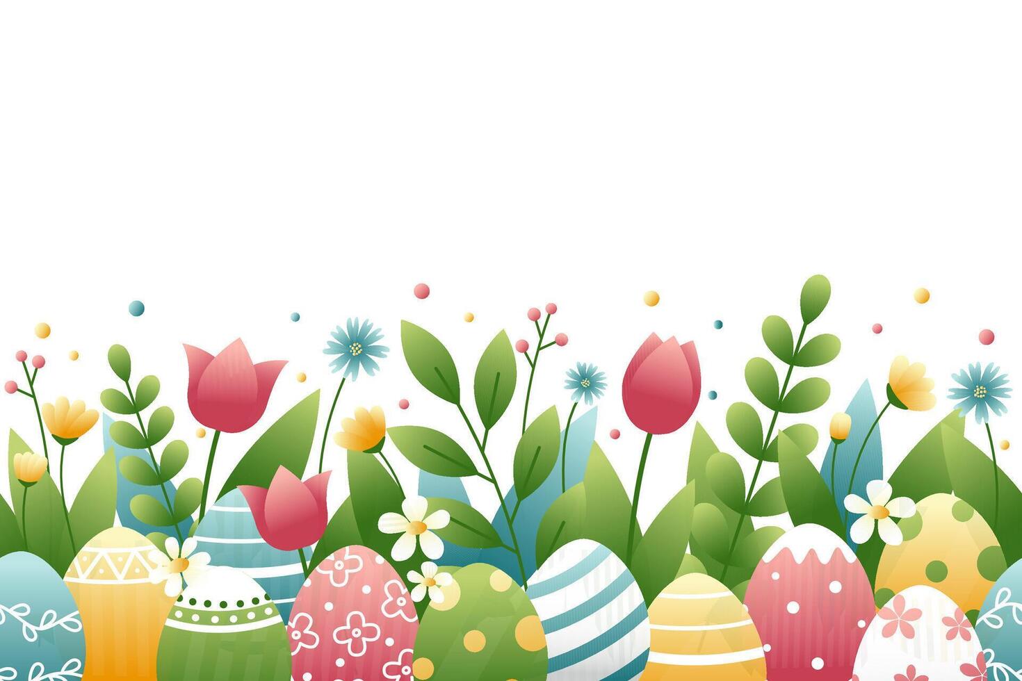 Colorful Easter eggs with flowers vector