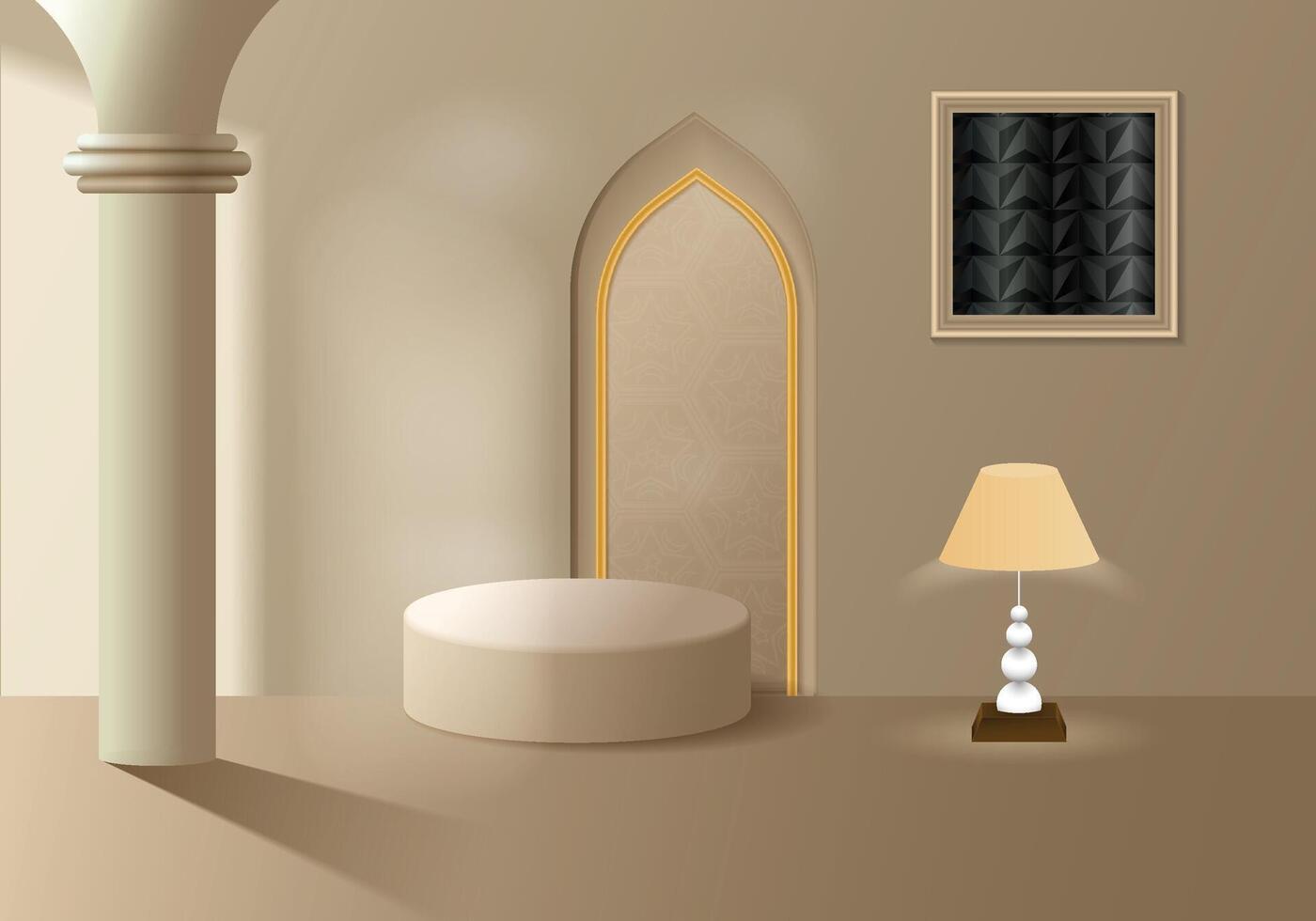 Minimalist Interior with Soft Lighting and Architectural Elements vector
