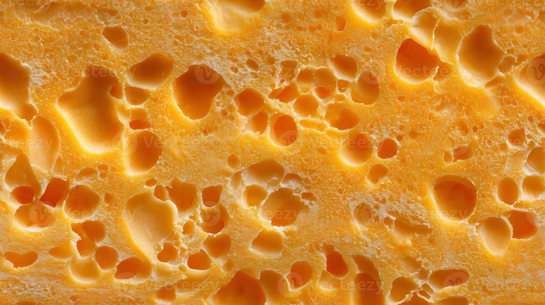 Detailed close-up of a yellow porous sponge surface, abstract texture background. Seamless tile. photo