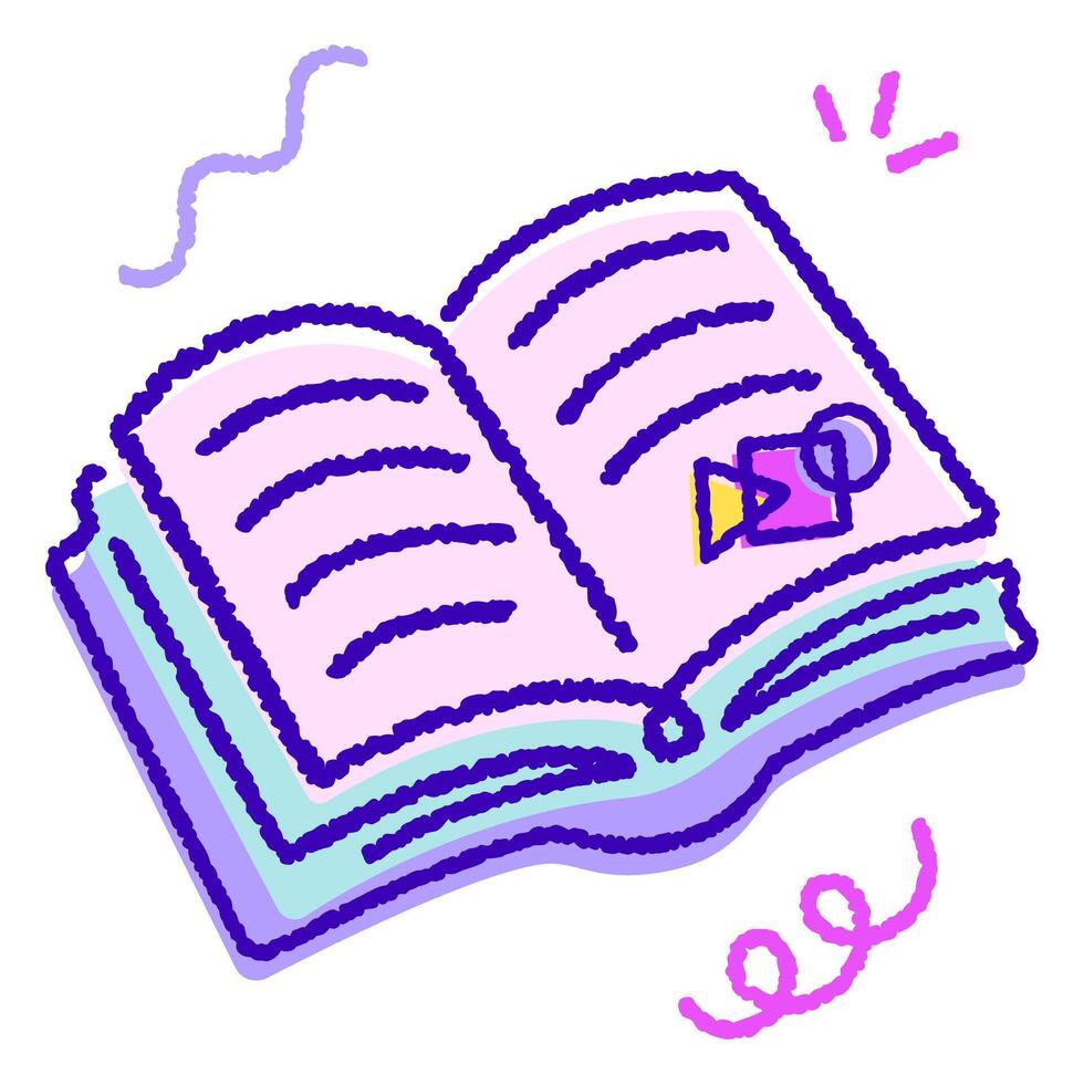 education learning book open reading concept playful hand drawn illustration vector