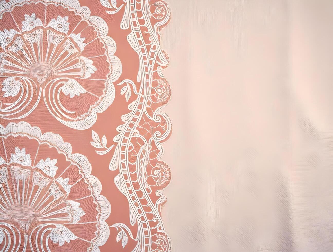 Peach White Floral Lace Design Elegant Background Texture for Invitation Website or Print photo