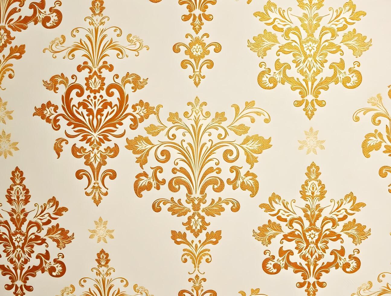 Elegant Gold Damask Wallpaper Pattern Luxury Background Texture for Interior Design photo
