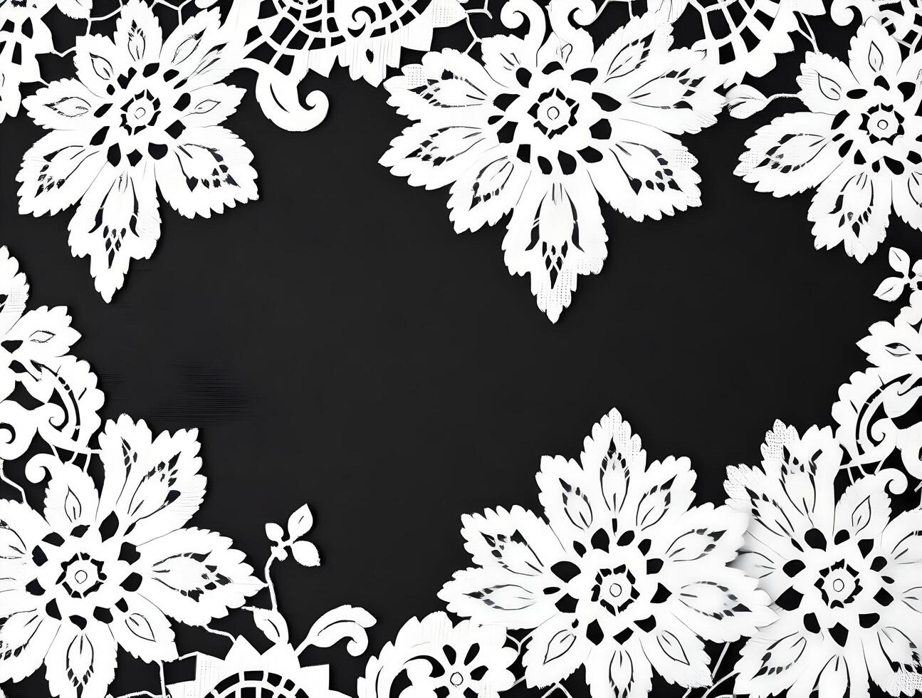 Elegant Black and White Floral Lace Design Perfect for Invitations Cards and Backgrounds photo