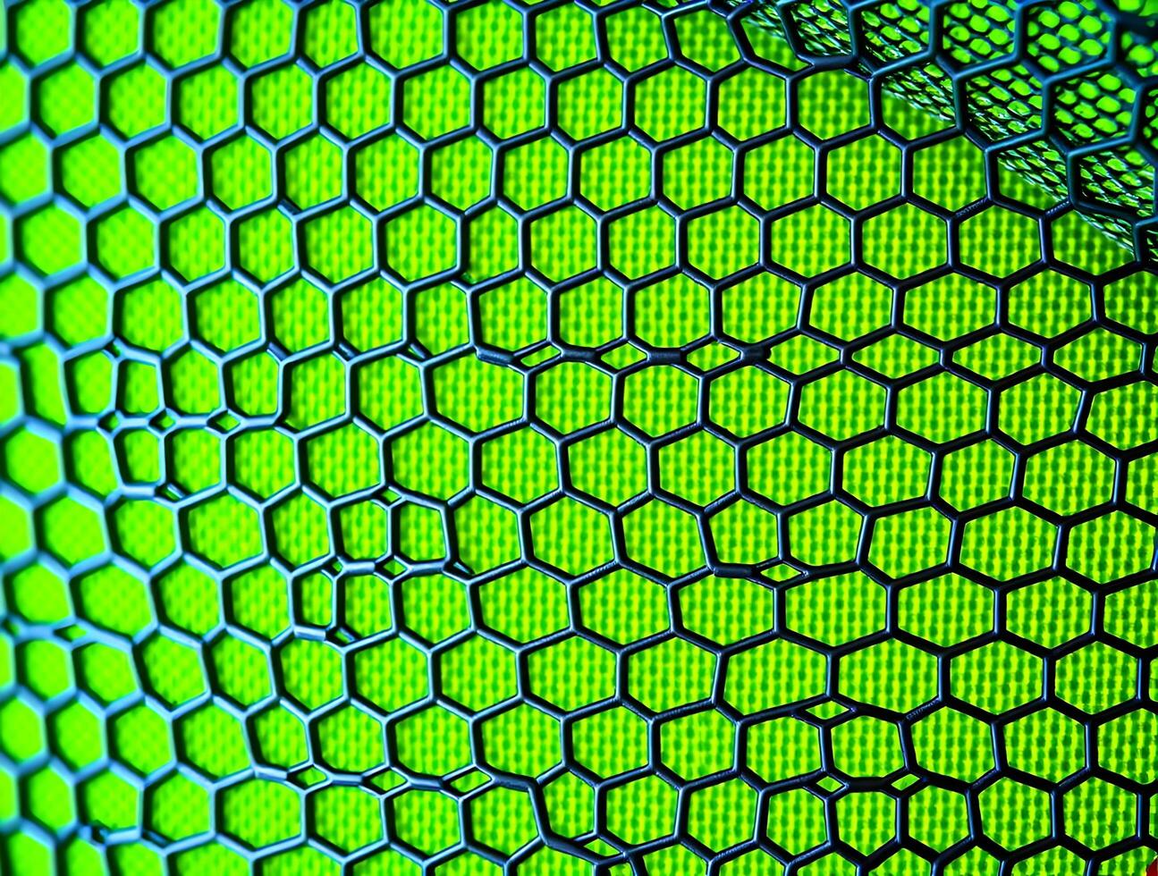 Hexagonal Mesh Pattern Green Fabric Texture with Geometric Grid Closeup Macro Photography photo