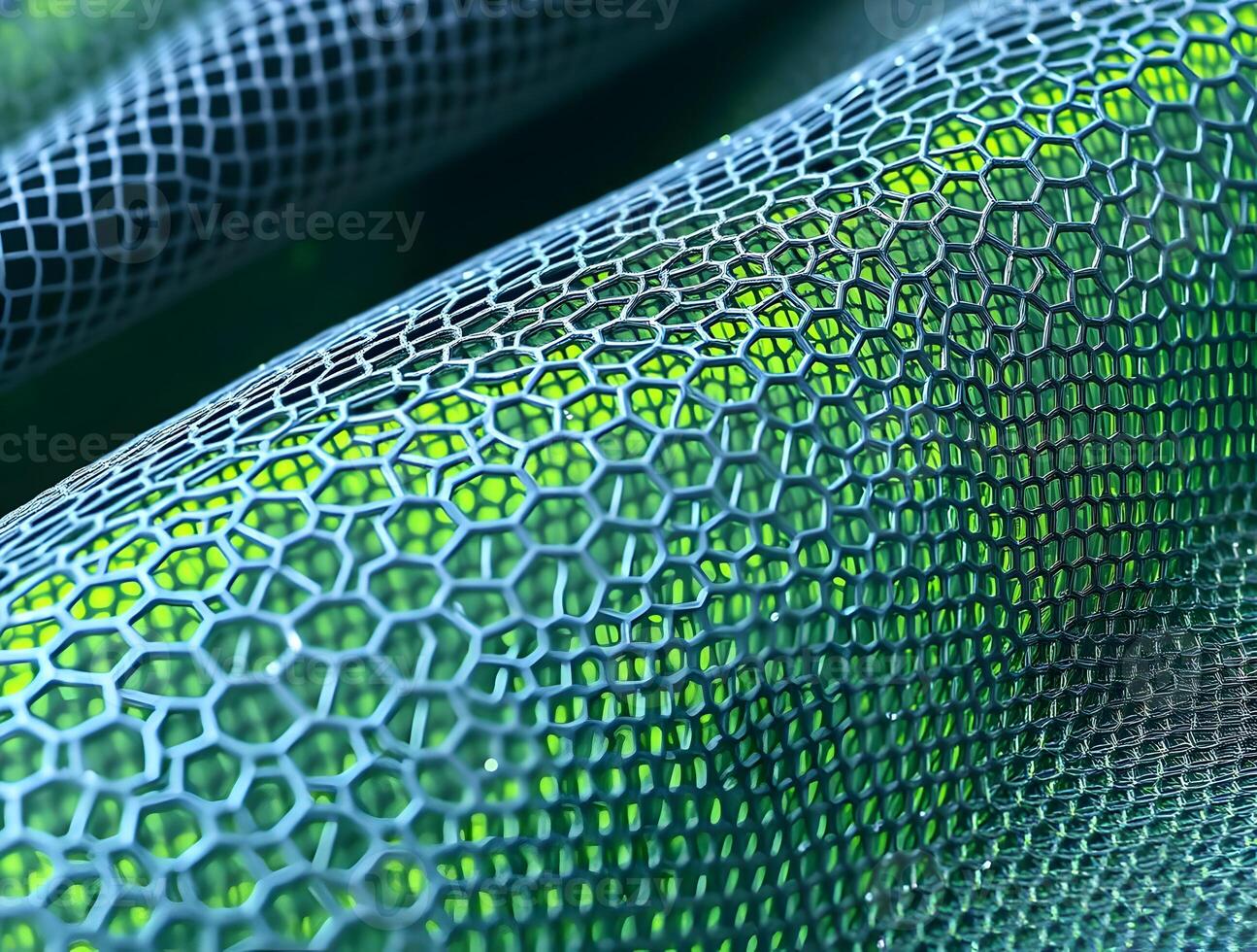 Abstract Green Hexagonal Mesh Pattern CloseUp Texture photo