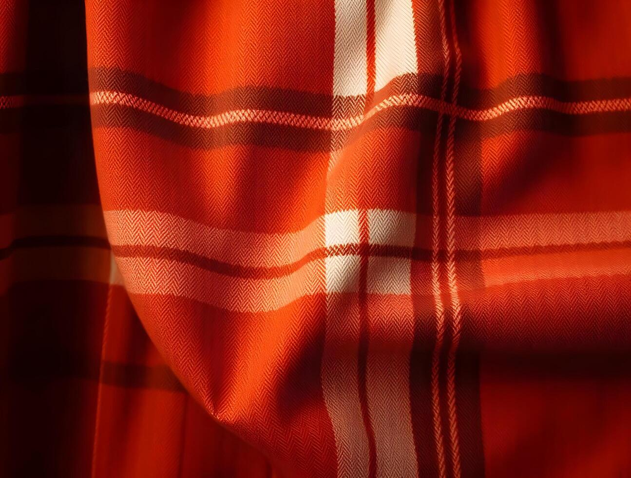 Red Herringbone Plaid Fabric Texture Background for Design Projects photo