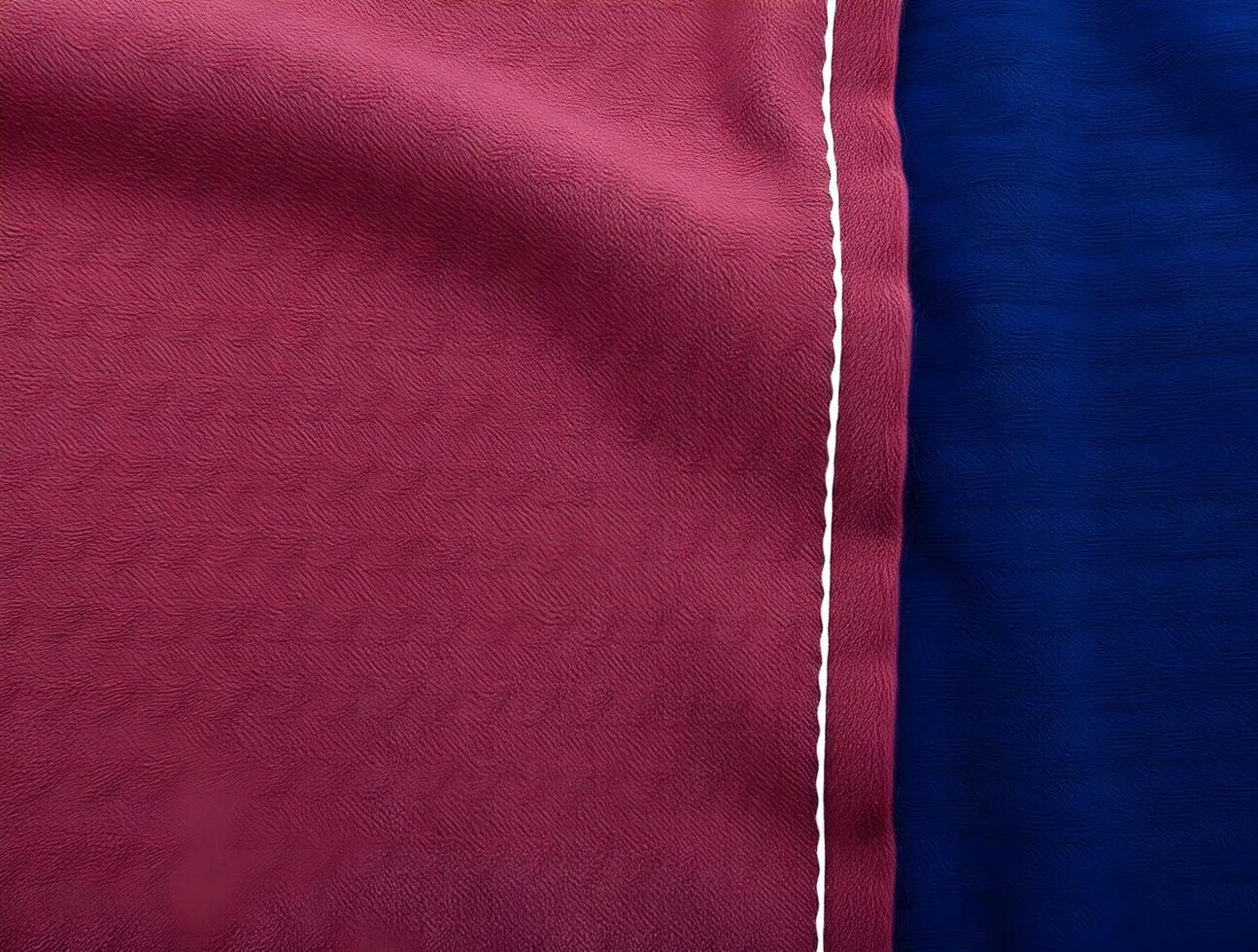 Crimson and Navy Fabric Texture Closeup Detailed View of Rich Textured Materials with White Stitch Detail photo