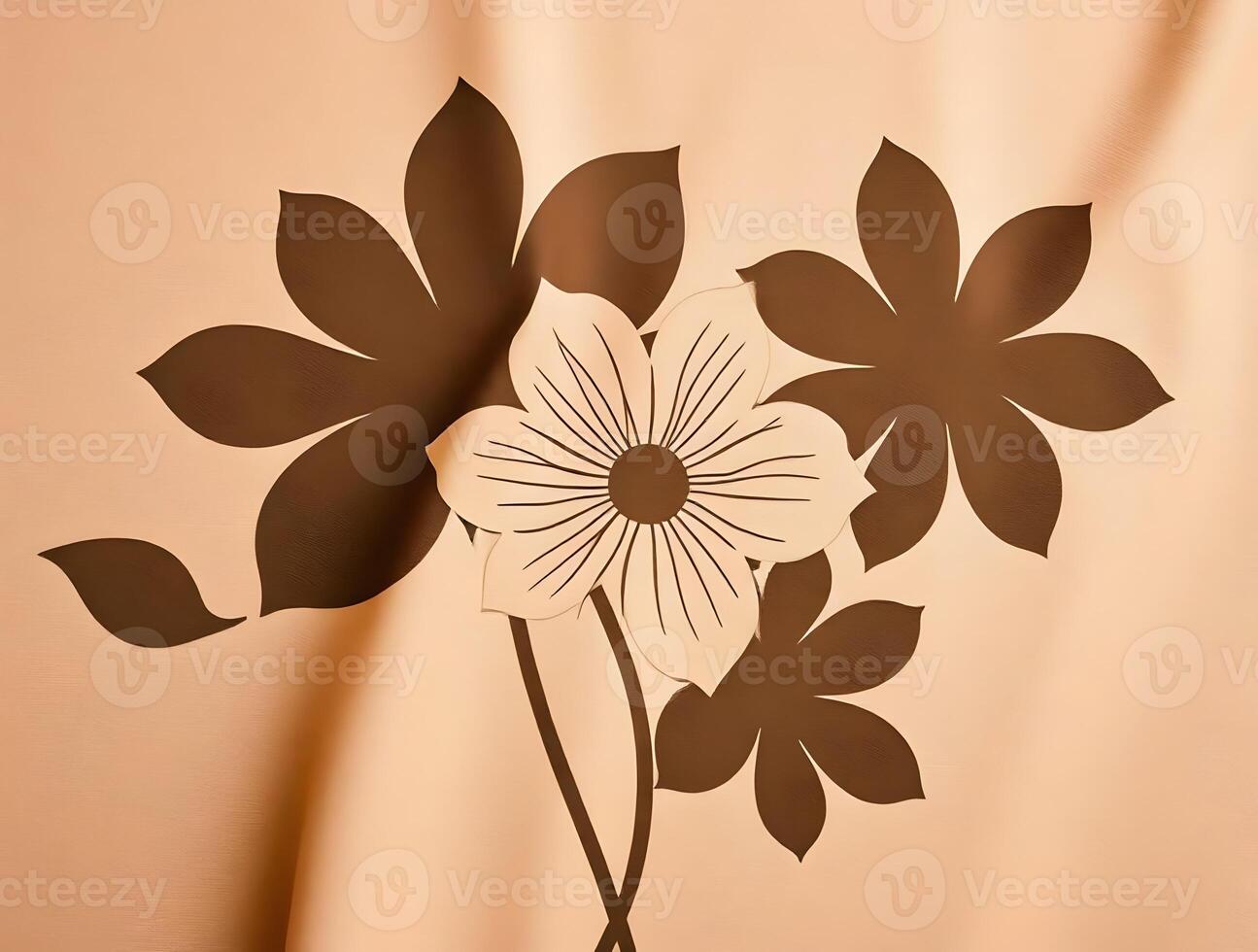 Elegant Floral Design Peach and Brown Flower Pattern on Textured Background Perfect for Textile Prints Wallpaper and Design Projects photo