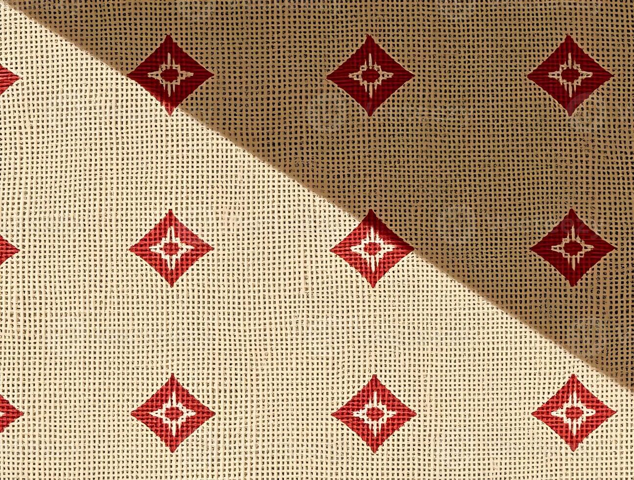Elegant Red and Beige Burlap Texture Repeating Geometric Pattern for Design Inspiration photo