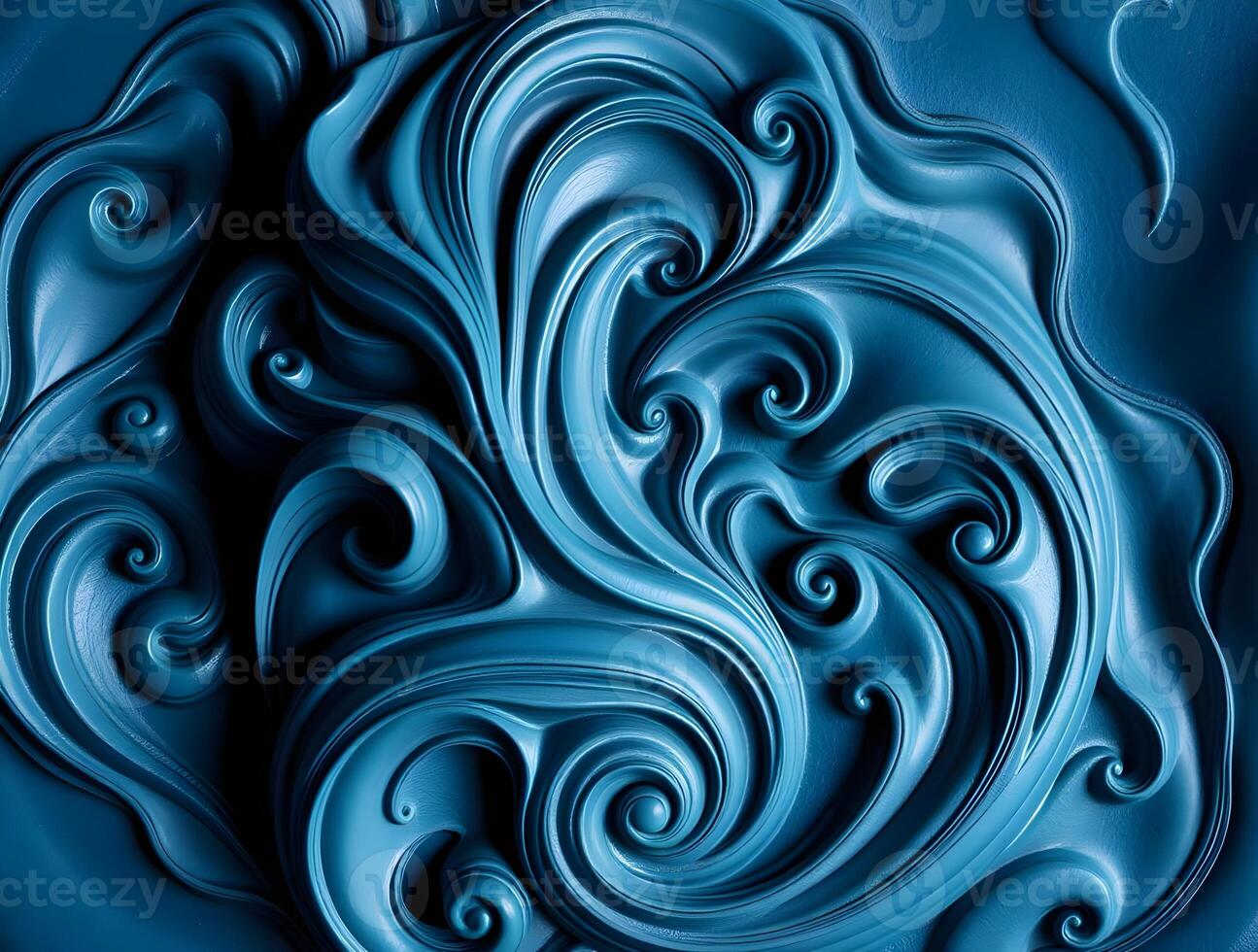 Deep Teal Swirl Pattern Abstract 3D Rendered Background Texture photo