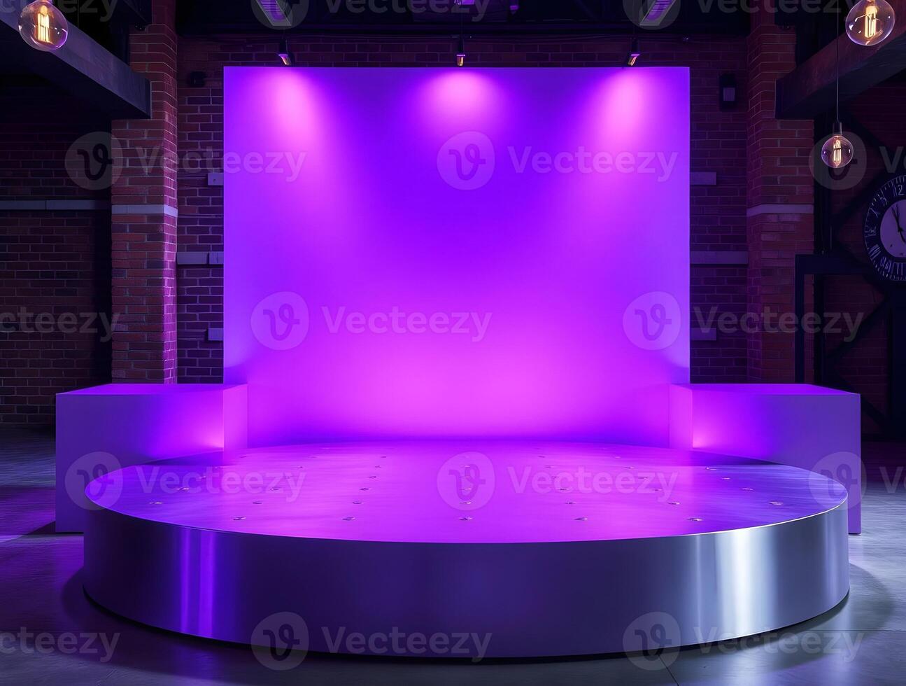A purple stage with a spotlight on it photo