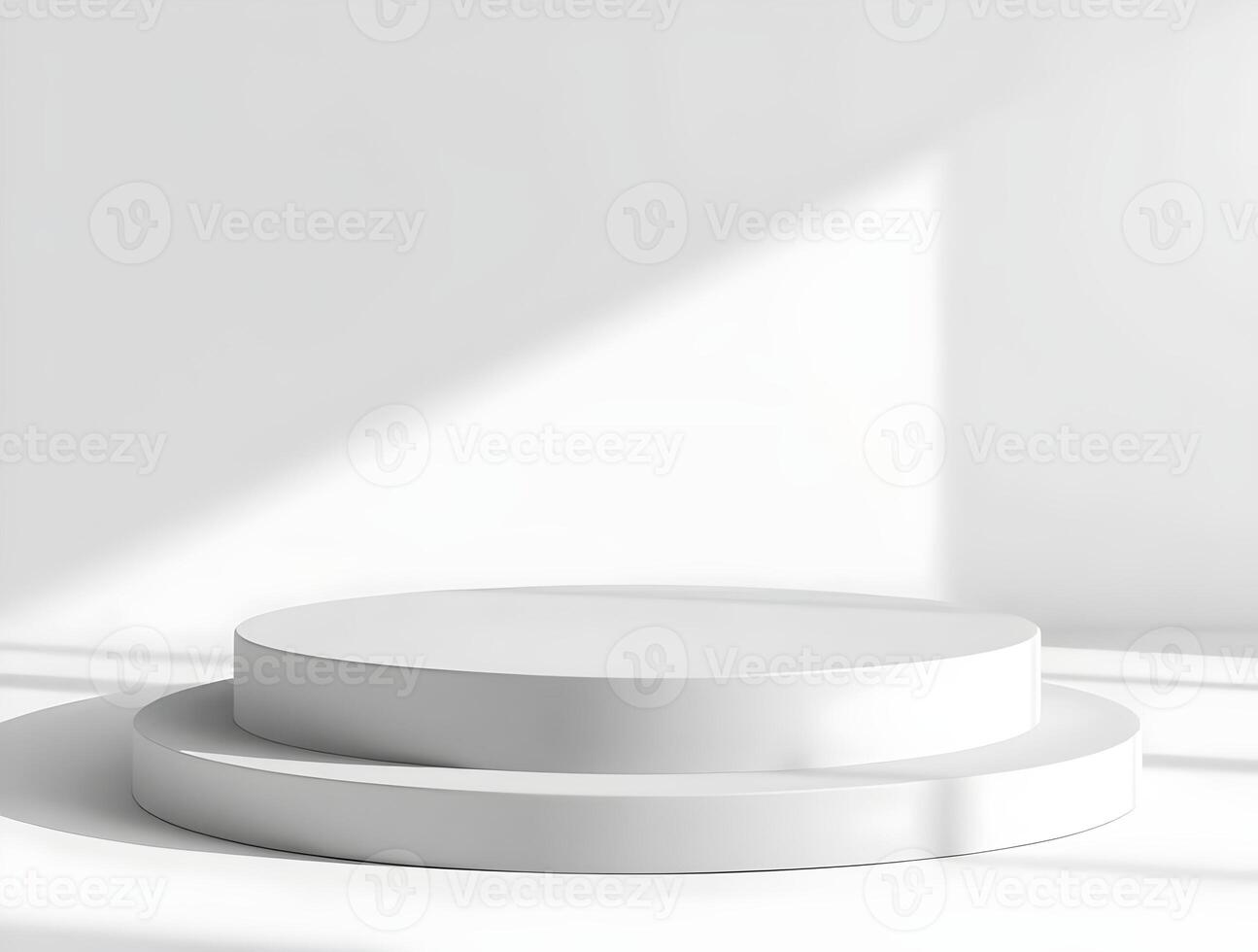 3d render of a white pedestal on a white floor photo