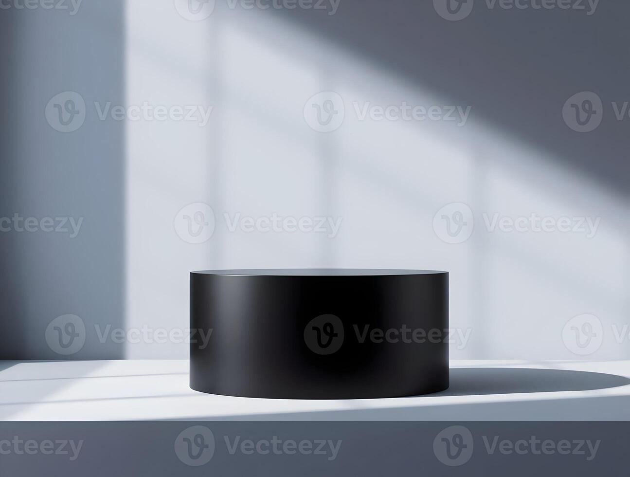 A black round table sitting in front of a window photo