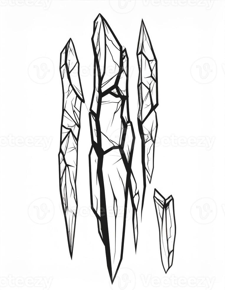 Abstract Geometric Composition with Angular Shapes in Black and White Drawing photo