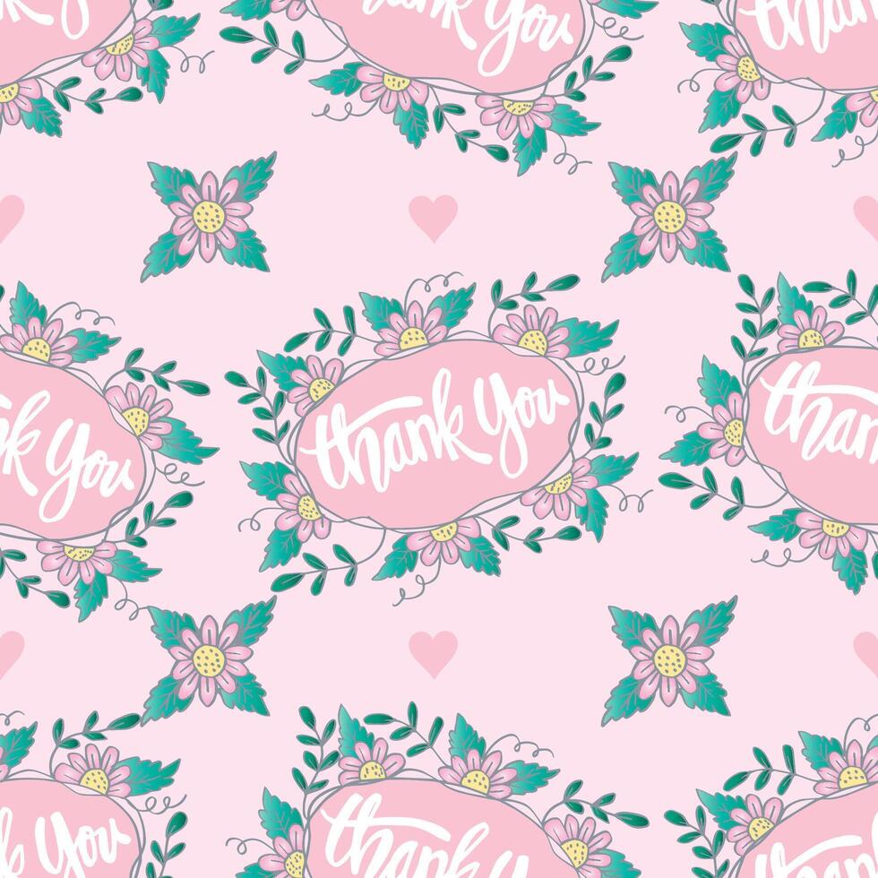 Floral thank you pattern design vector
