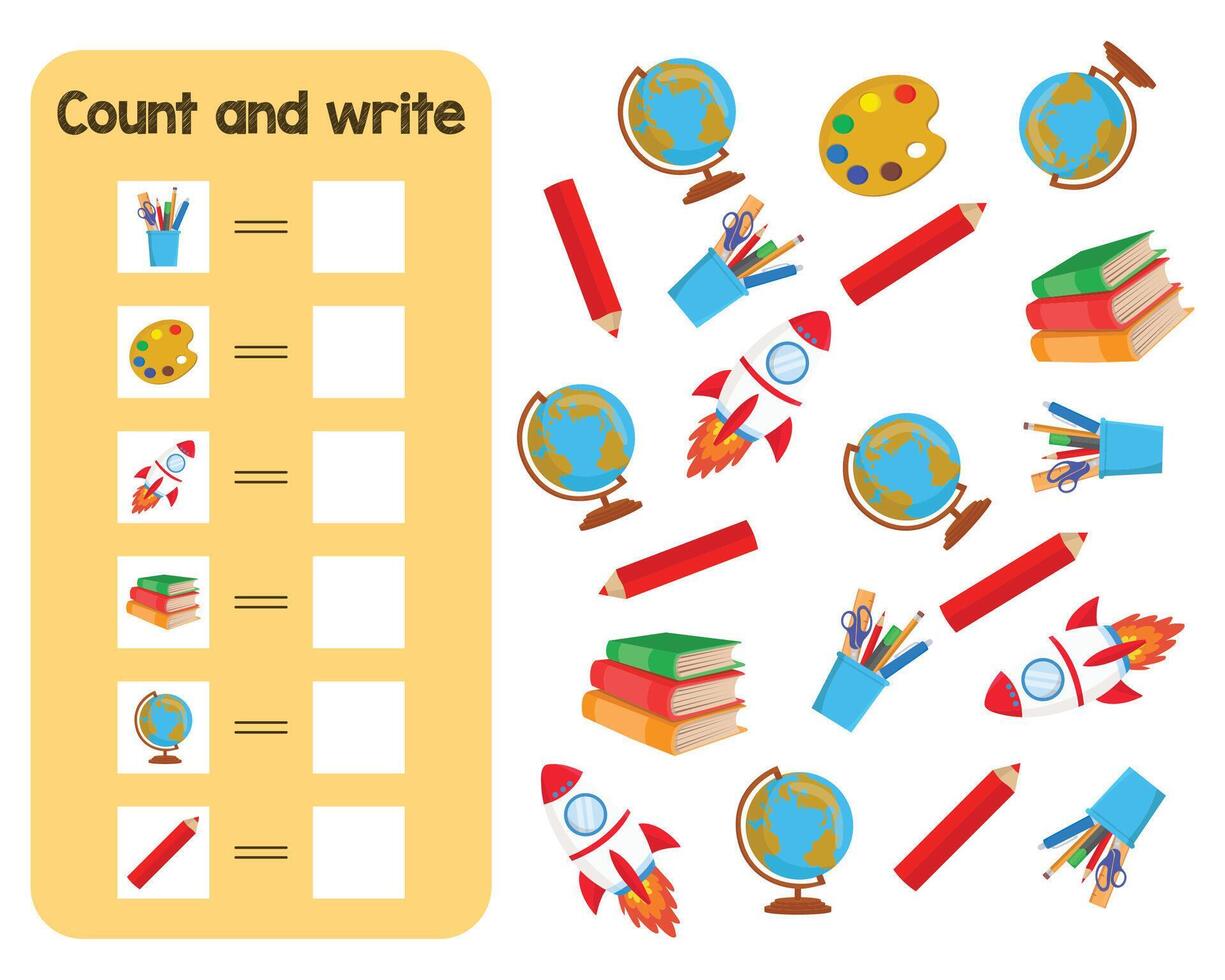 Count and write educational chart for kids vector
