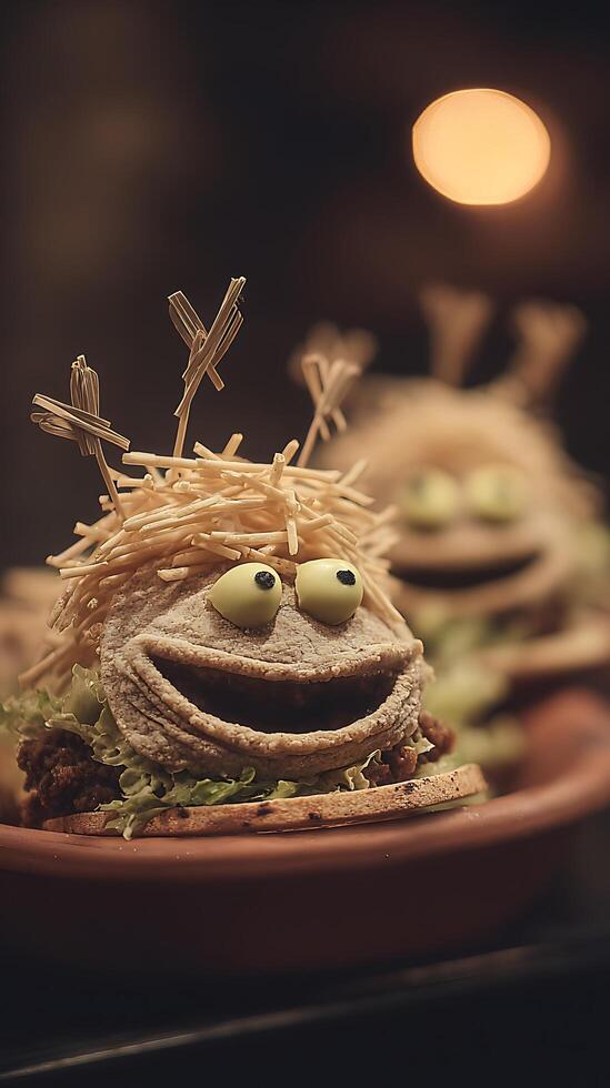 Fun Food Monster Burger Delights for Kids and Celebrations. photo