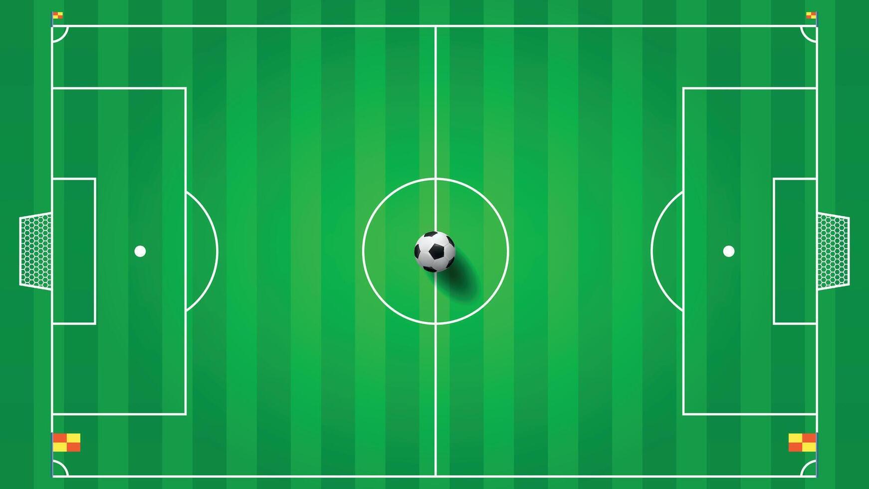 Soccer field with a ball at center vector
