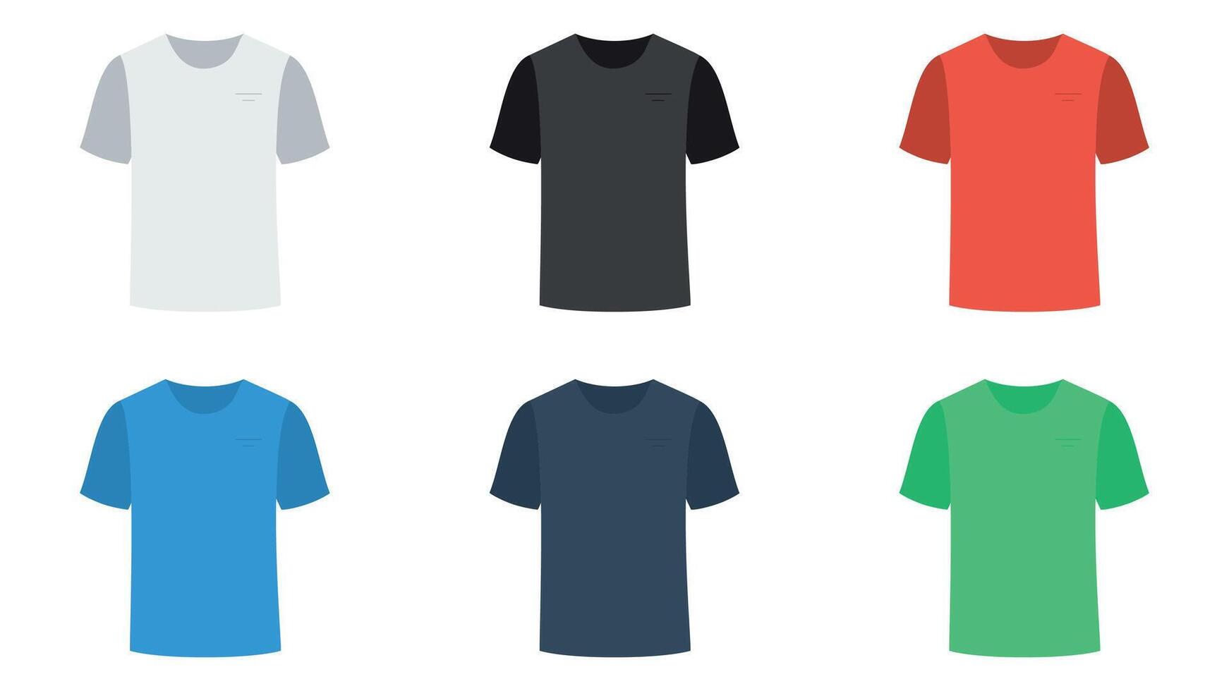 Six colorful t-shirts displayed together vector