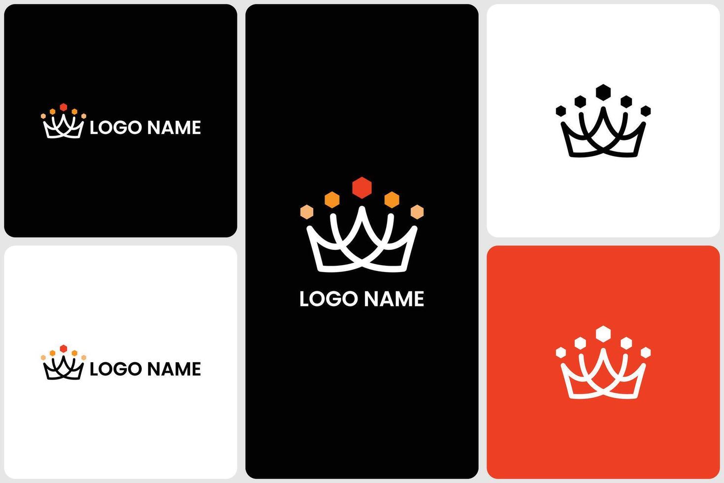Elegant Crown Logo with Hexagonal Gems vector
