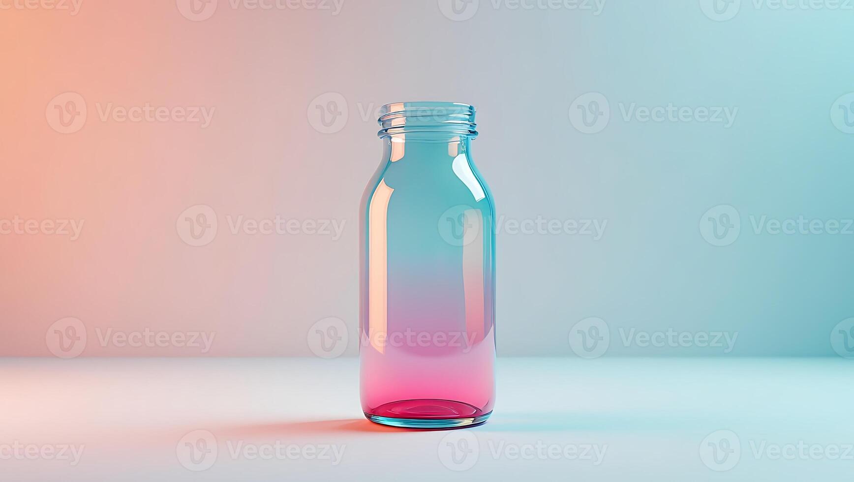 Elegant Glass Bottle with Gradient Colors for Product Mockups and Abstract Design Projects Showcasing Style and Modernity photo