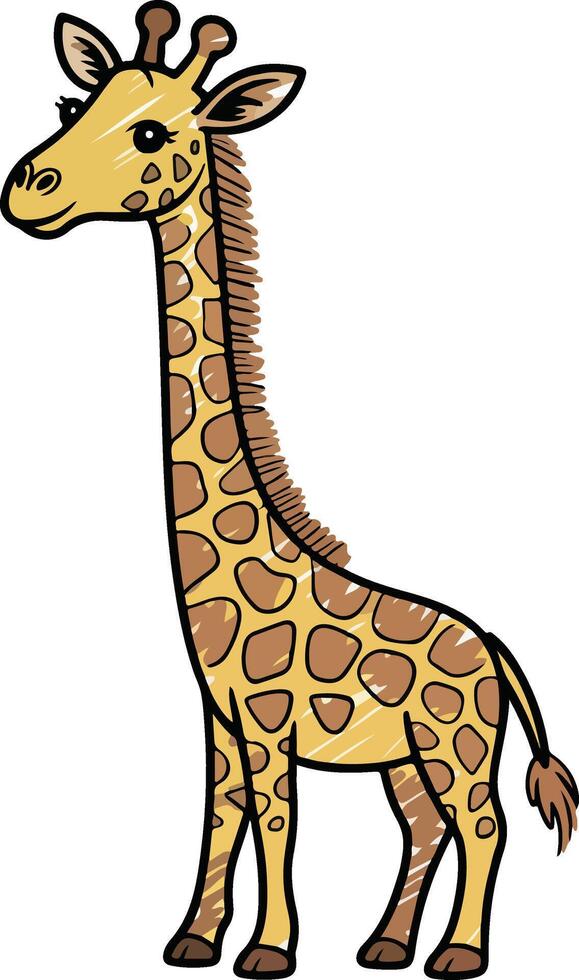 giraffe Crayon style transparent vector