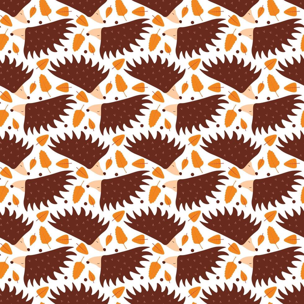 Forest hedgehog pattern cute animal woodland seamless design vector