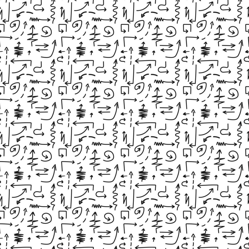 Seamless pattern with arrows, abstract lines, and graphic elements. vector