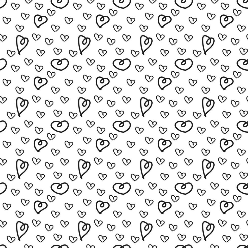 Doodle style seamless design featuring romantic heart elements vector