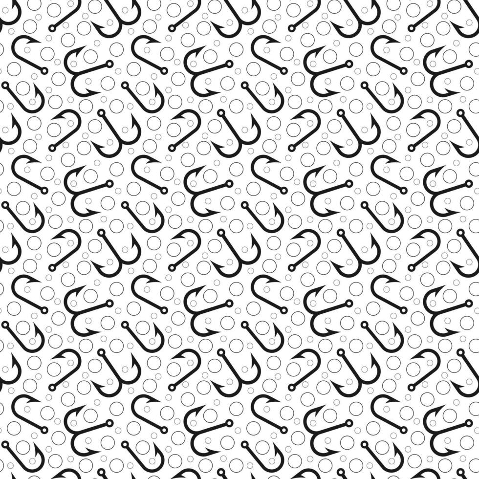 Sporty fishing background. Seamless pattern with hooks and tackle gear vector