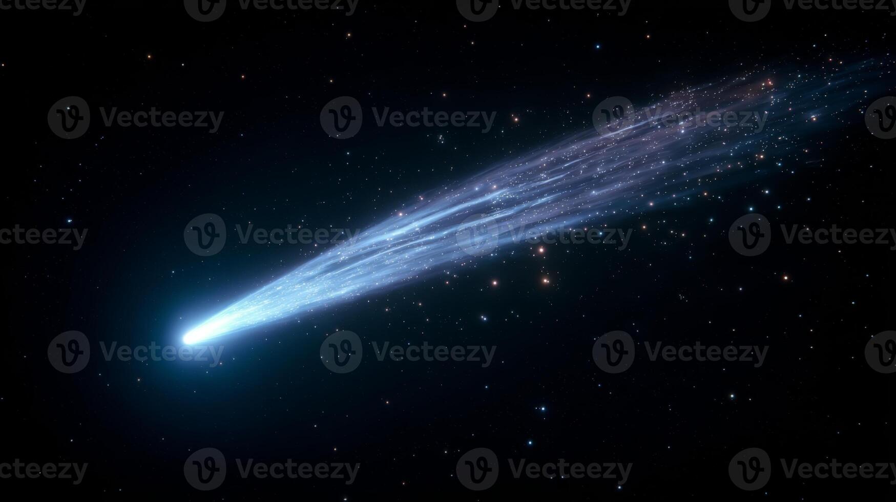 Stunning Comet Glowing in the Vastness of Outer Space Against a Backdrop of Distant Twinkling Stars photo