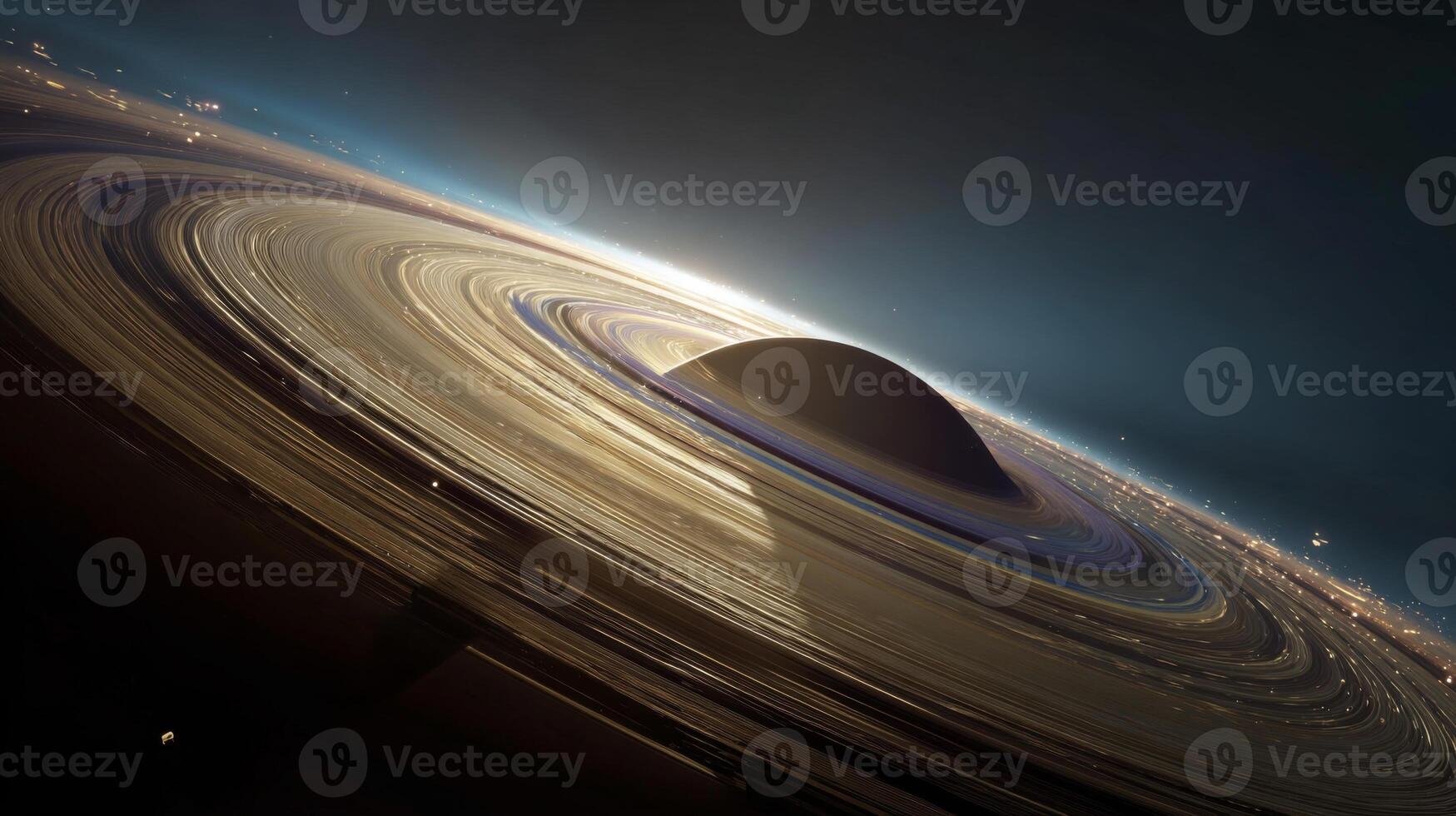 Stunning view of a black hole with luminous rings and cosmic elements showcasing the beauty of the universe in deep space photo