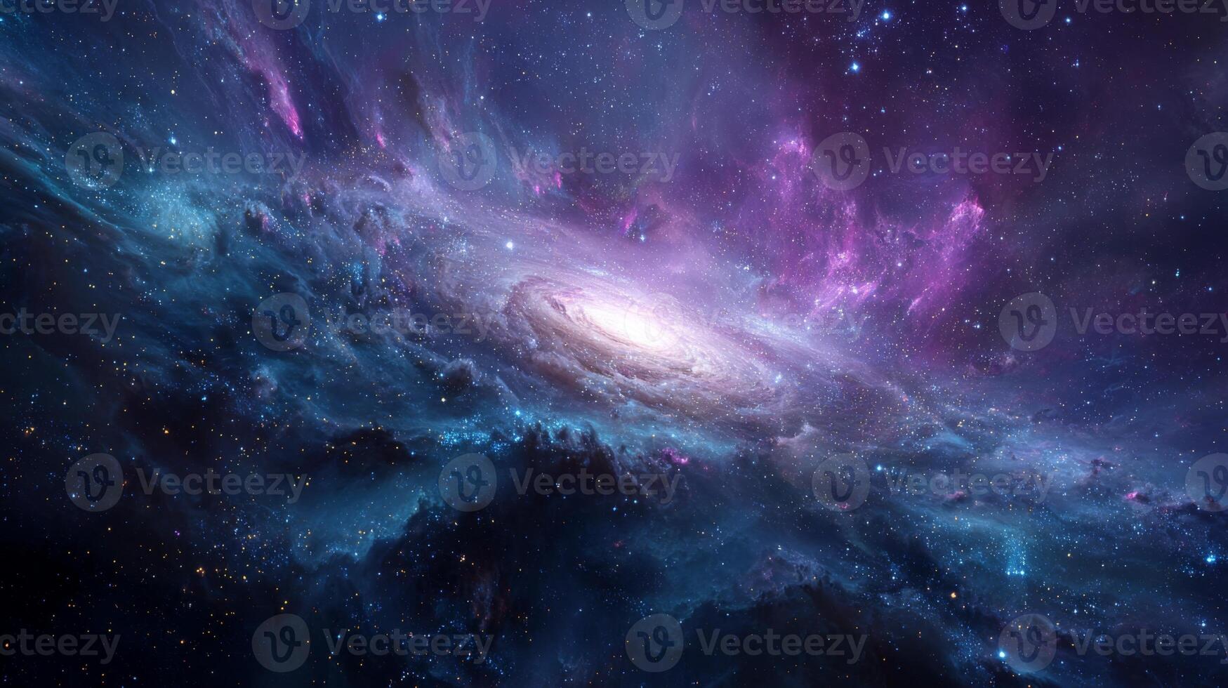 Vibrant and Colorful Galaxy with Spiral Structure and Cosmic Dust in Deep Space Background photo