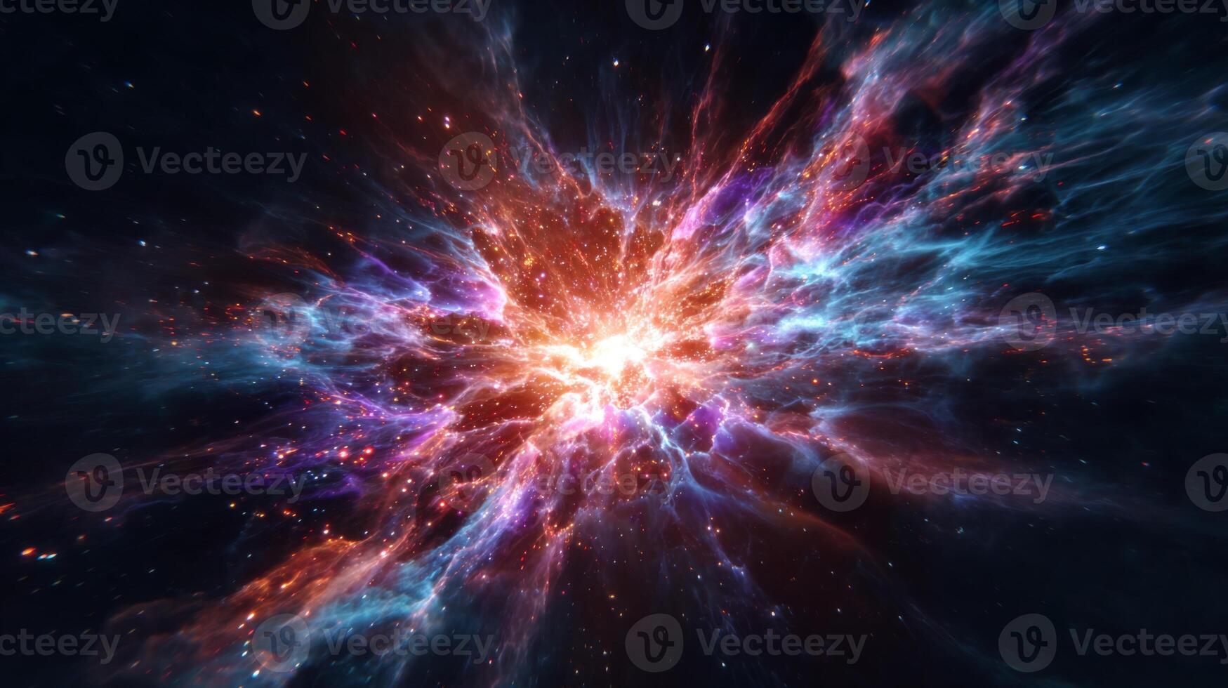 Vibrant Cosmic Explosion in Space with Colorful Nebula and Star Formation Illuminating the Universe in High Definition photo