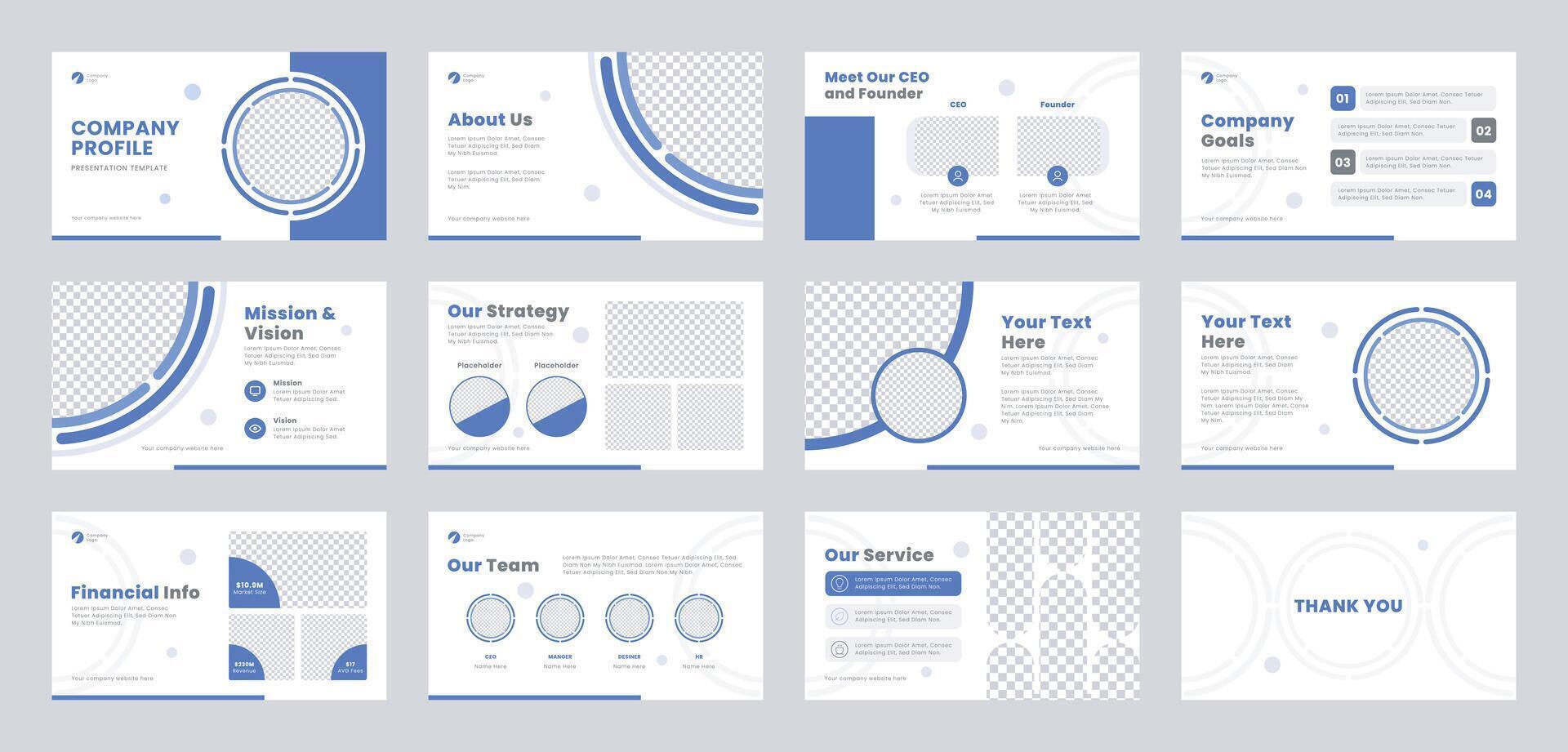 Minimal business company profile presentation template design and pitch deck slide template or sales guide slider, multipurpose template for presentation slide, flyer leaflet, and brochure. vector