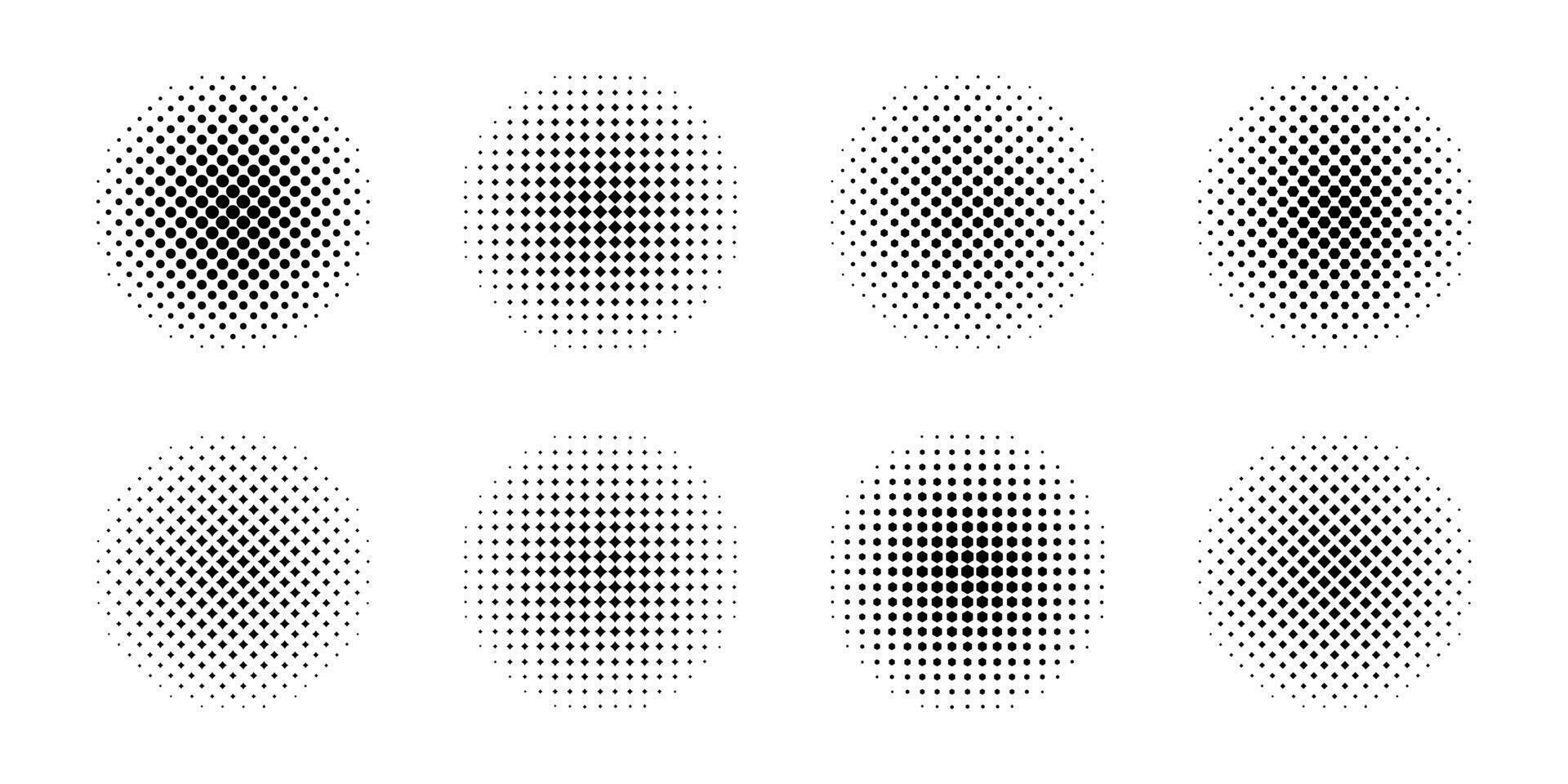 Halftone effect abstract dotted circles. Halftone design elements vector