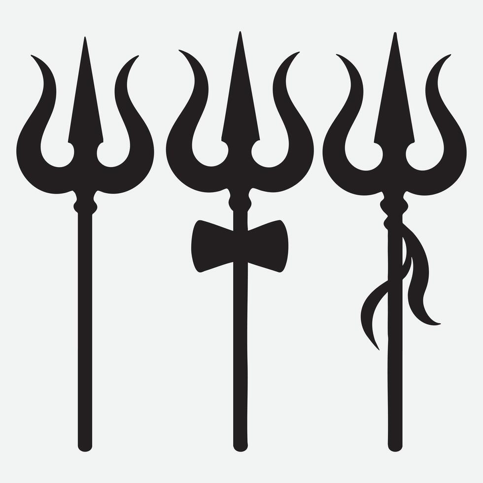 Three Tridents With Variations trishula hinduism vector