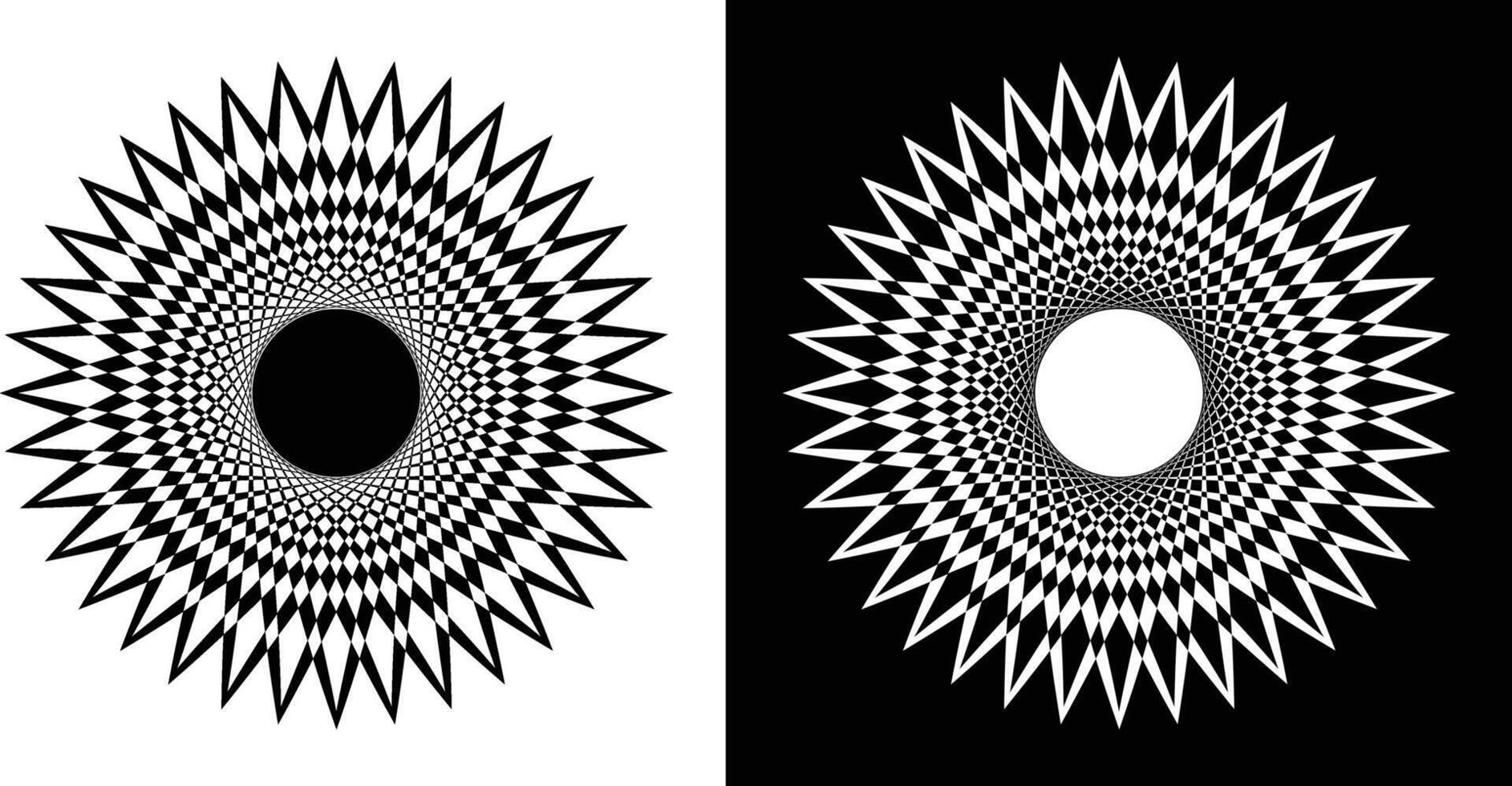Intricate Black and White Mandala Design with Detailed Floral Patterns on Contrasting Backgrounds vector