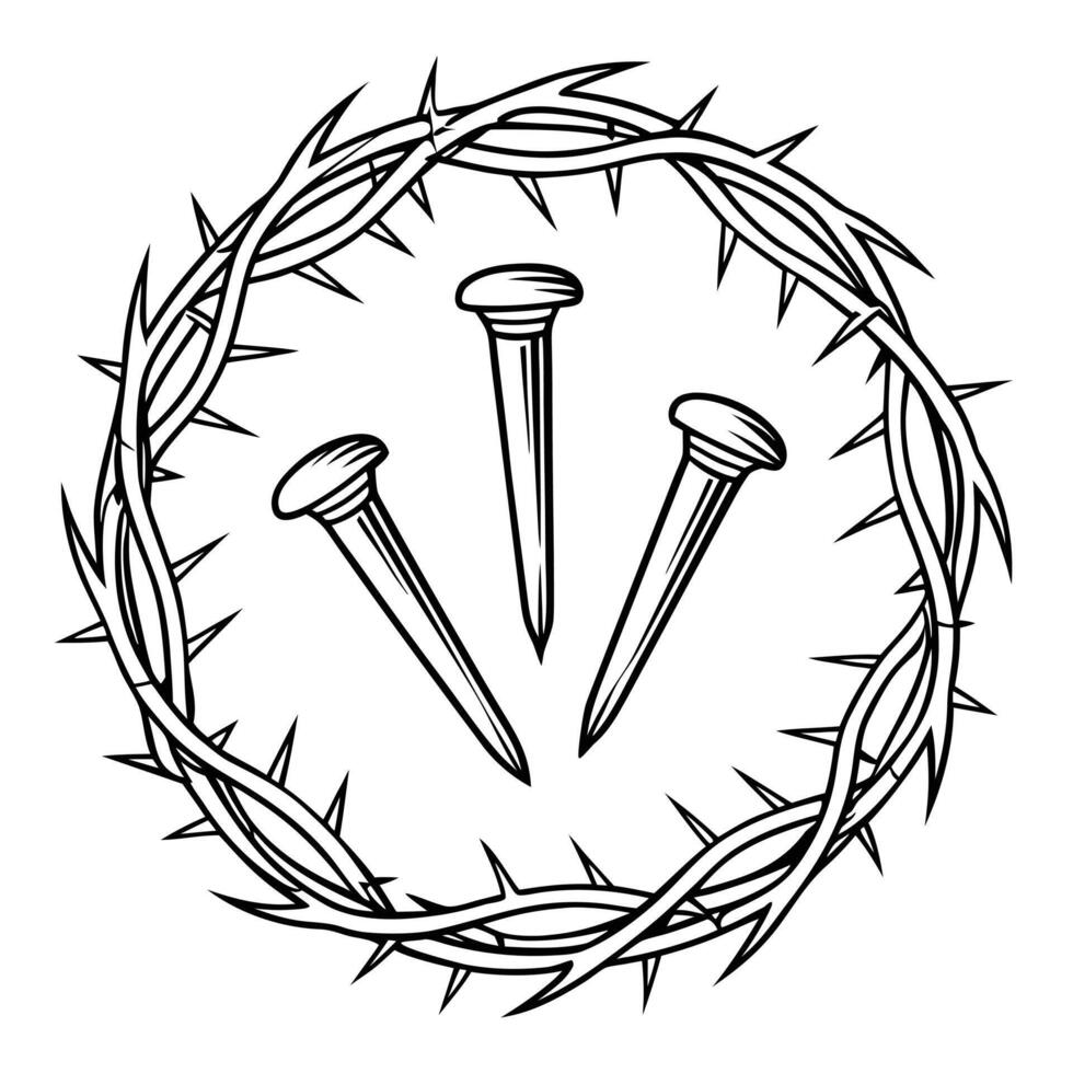 A symbolic representation of the crown of thorns and the three nails of the crucifixion. vector