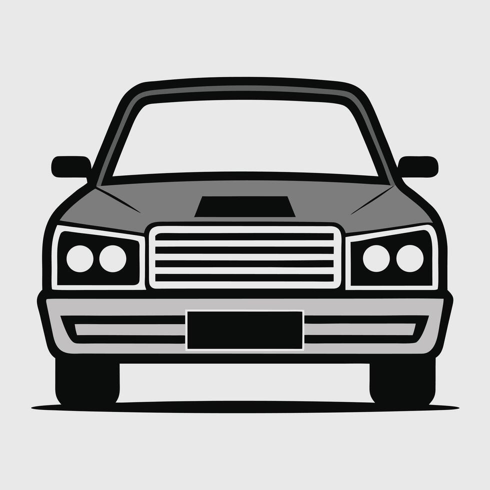 Front view illustration of a classic vintage car in a minimalist flat design on white background. vector