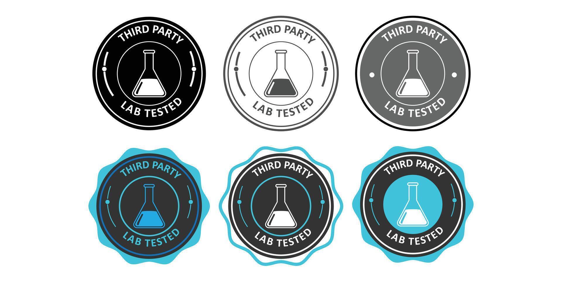 Third Party Lab Tested Verification Badge Icons for Product Certification vector