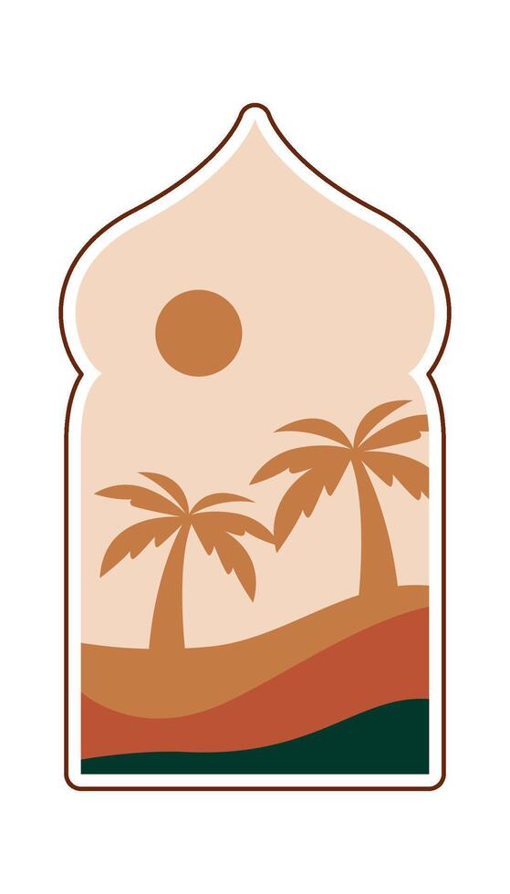 Oriental Arch With Beach Landscape Illustration vector